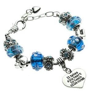 Teacher Big Heart Charm Bracelet
